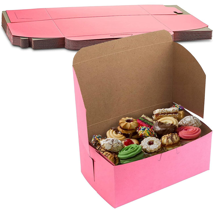 Prep & Savour Danissa 8" x 5" x 3.50" Clay Coated Pink Cookie Box